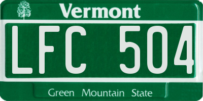 VT license plate LFC504