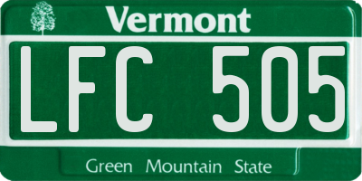 VT license plate LFC505