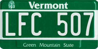 VT license plate LFC507