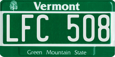 VT license plate LFC508