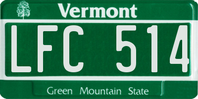 VT license plate LFC514