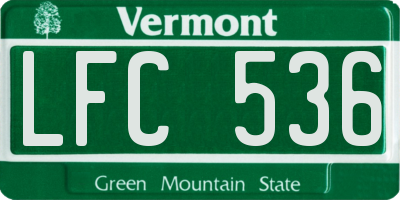 VT license plate LFC536