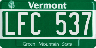 VT license plate LFC537