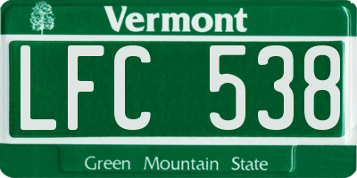 VT license plate LFC538