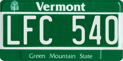 VT license plate LFC540