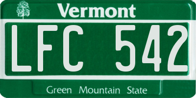 VT license plate LFC542