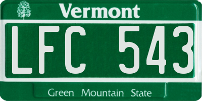 VT license plate LFC543
