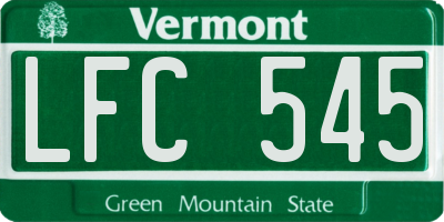 VT license plate LFC545