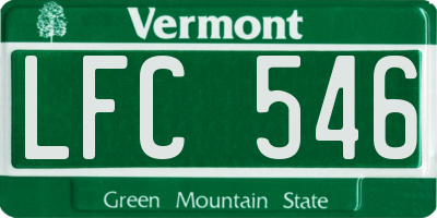 VT license plate LFC546