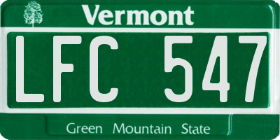 VT license plate LFC547