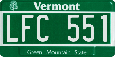 VT license plate LFC551