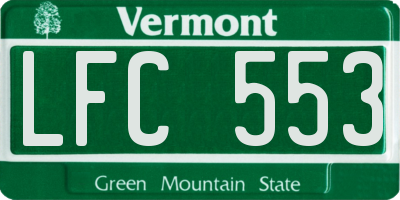 VT license plate LFC553