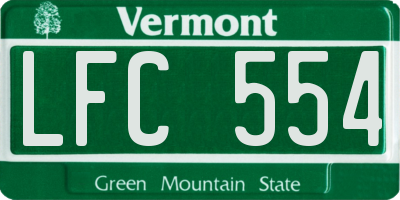 VT license plate LFC554
