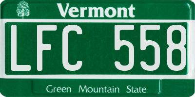 VT license plate LFC558