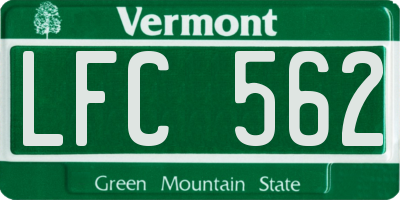 VT license plate LFC562