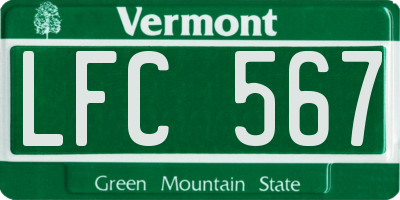 VT license plate LFC567