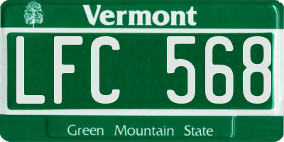 VT license plate LFC568