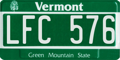 VT license plate LFC576