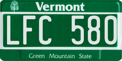 VT license plate LFC580
