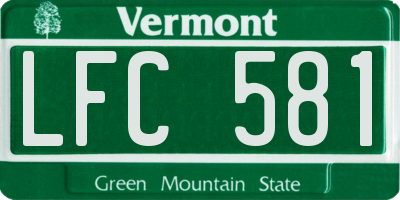 VT license plate LFC581
