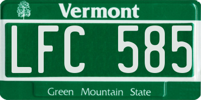VT license plate LFC585