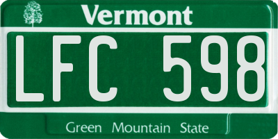 VT license plate LFC598