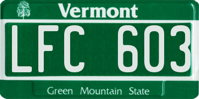 VT license plate LFC603