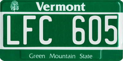 VT license plate LFC605
