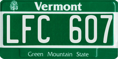VT license plate LFC607