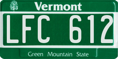 VT license plate LFC612