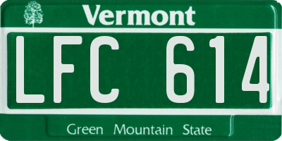 VT license plate LFC614