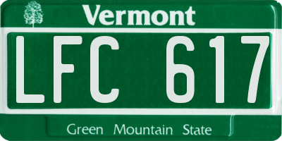 VT license plate LFC617