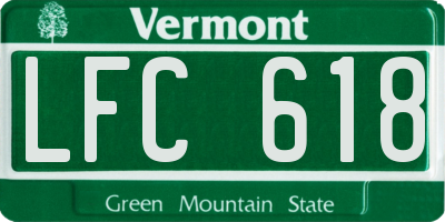 VT license plate LFC618
