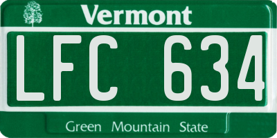 VT license plate LFC634