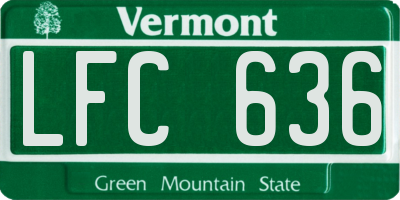 VT license plate LFC636