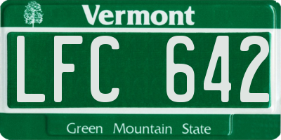 VT license plate LFC642