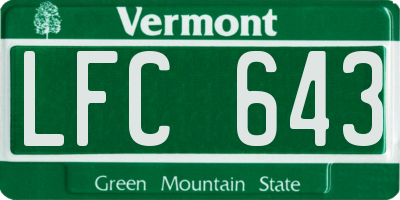 VT license plate LFC643