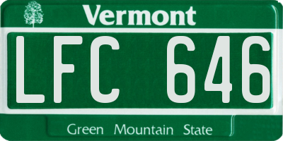 VT license plate LFC646