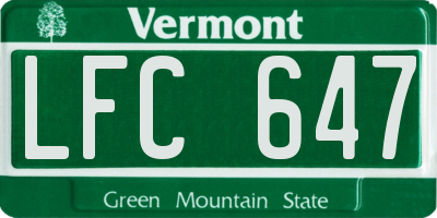 VT license plate LFC647