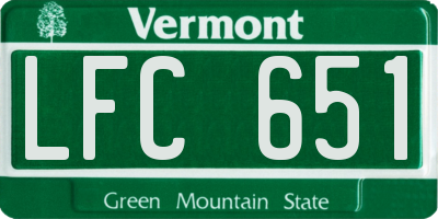 VT license plate LFC651