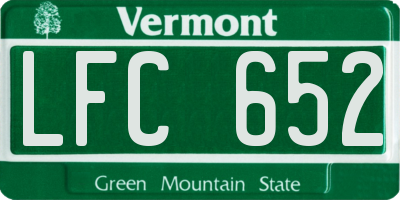 VT license plate LFC652