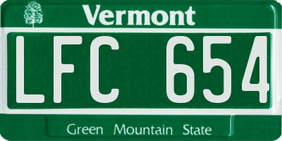 VT license plate LFC654