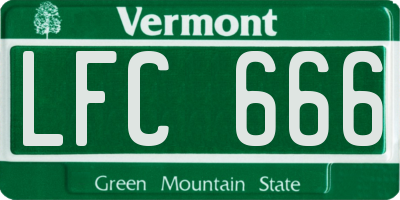 VT license plate LFC666