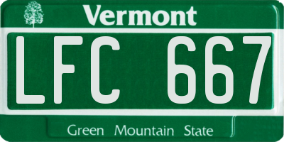 VT license plate LFC667