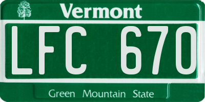 VT license plate LFC670