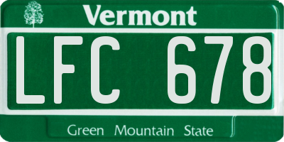 VT license plate LFC678