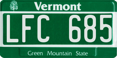 VT license plate LFC685