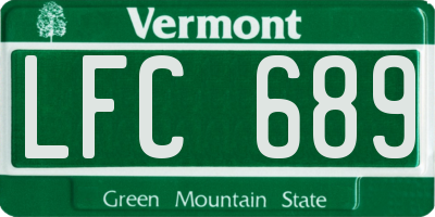 VT license plate LFC689