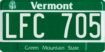 VT license plate LFC705