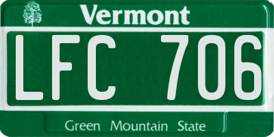 VT license plate LFC706